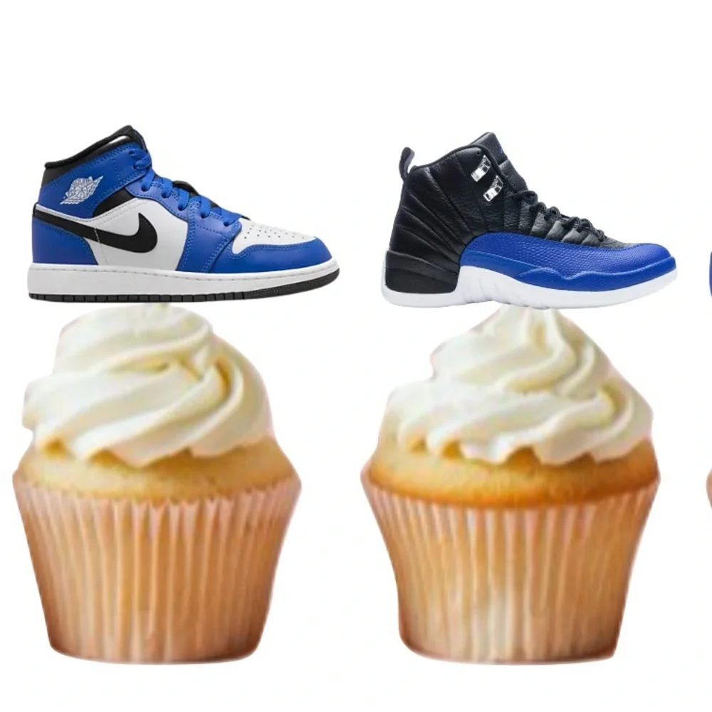 Sneaker head blue Jordan’s cupcake toppers